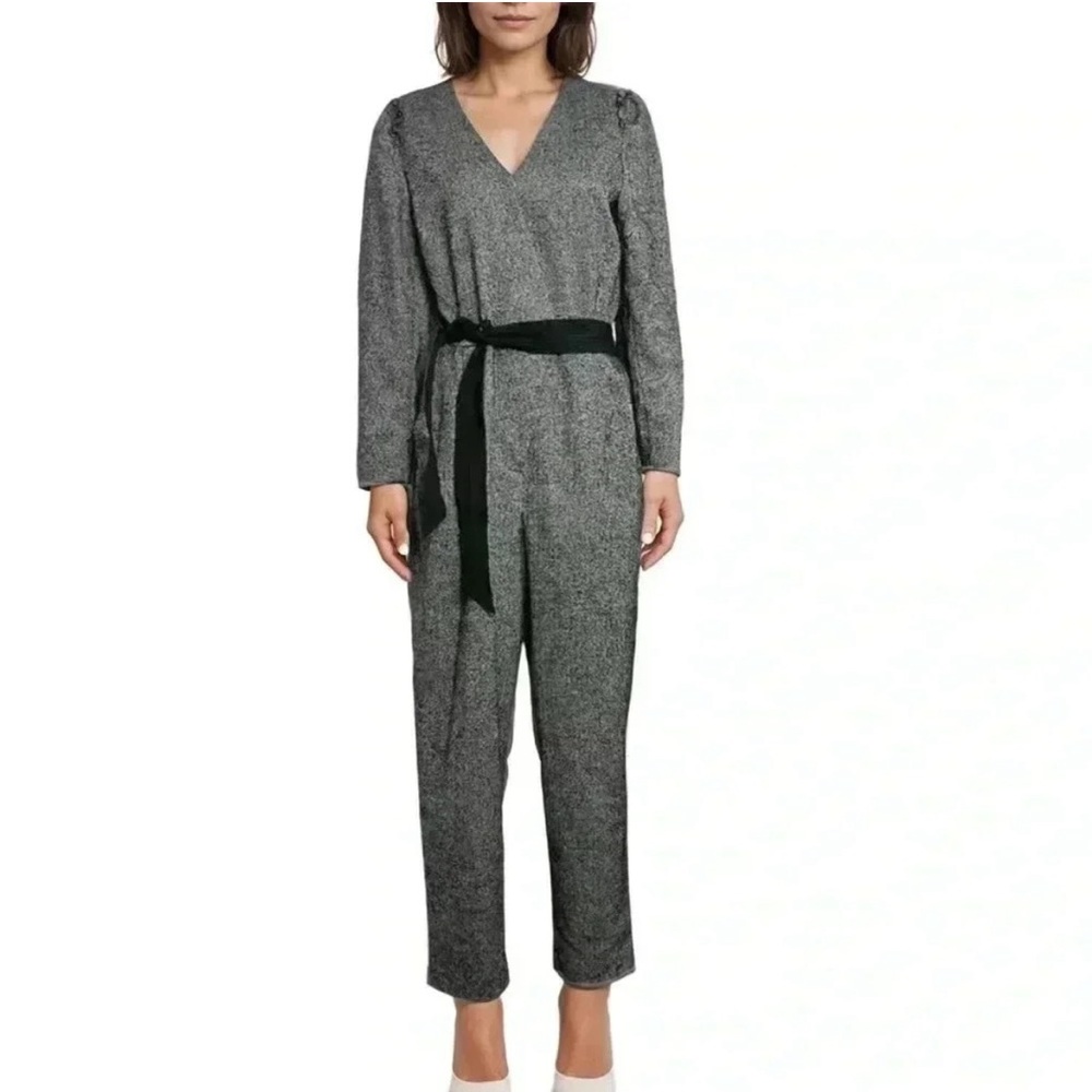 Tailored by Rebecca Taylor Herringbone Long Sleeve Jumpsuit, size 4